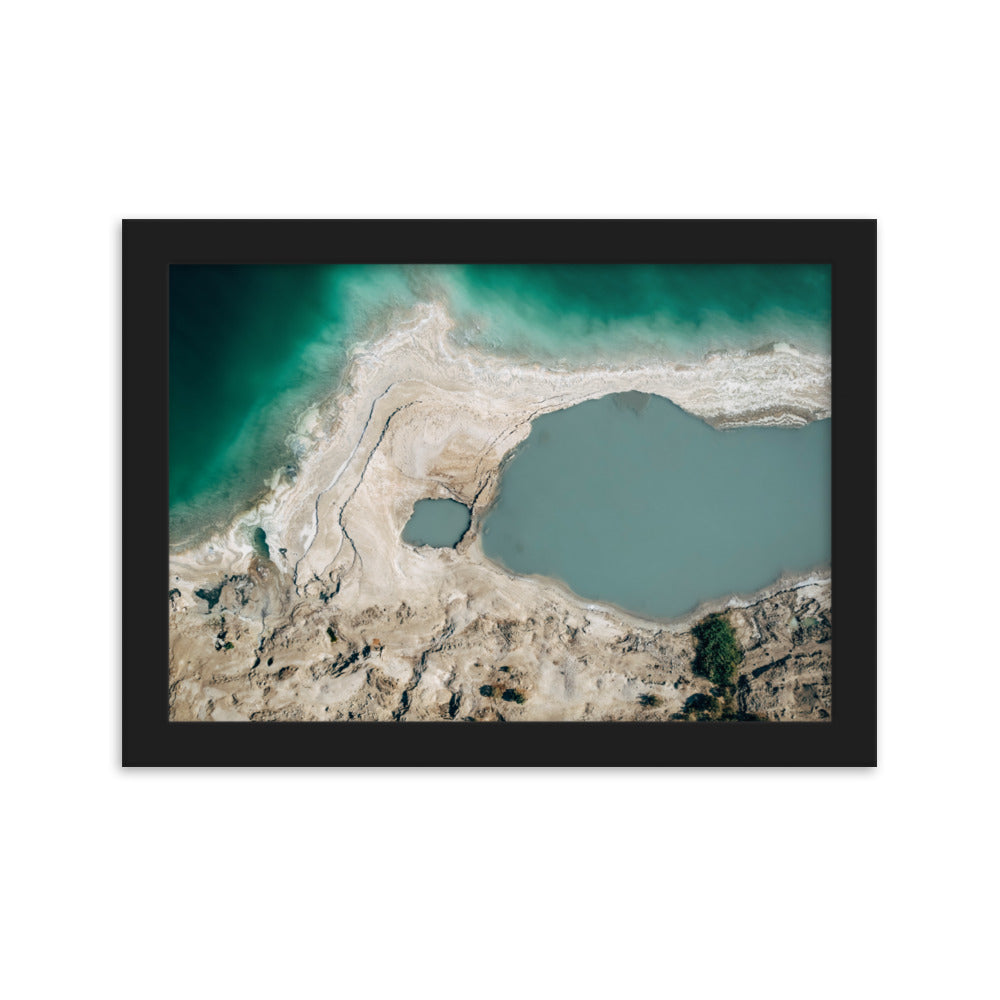 Framed matte paper poster of Dead Sea west bank and sink hall Swallows