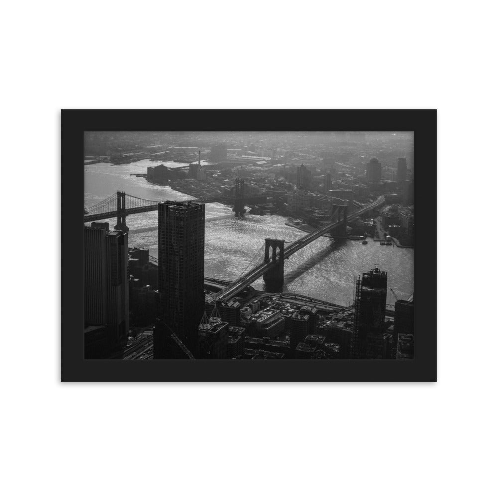 Cross the River Manhattan New York High view Framed matte paper poster