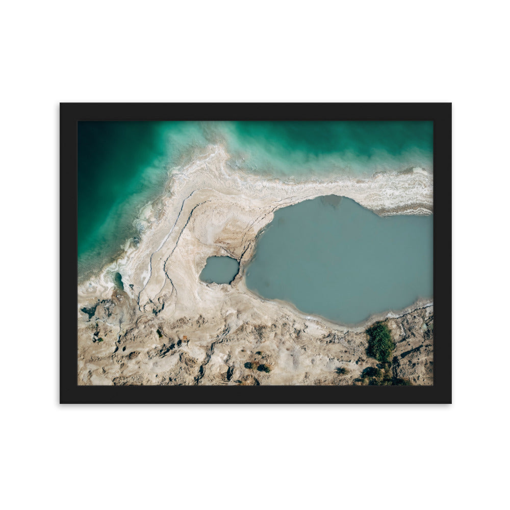 Framed matte paper poster of Dead Sea west bank and sink hall Swallows