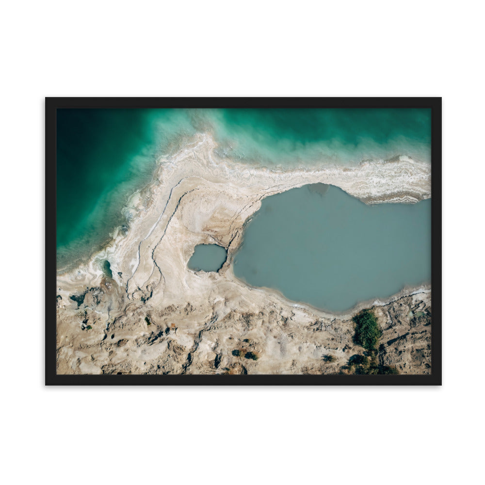 Framed matte paper poster of Dead Sea west bank and sink hall Swallows