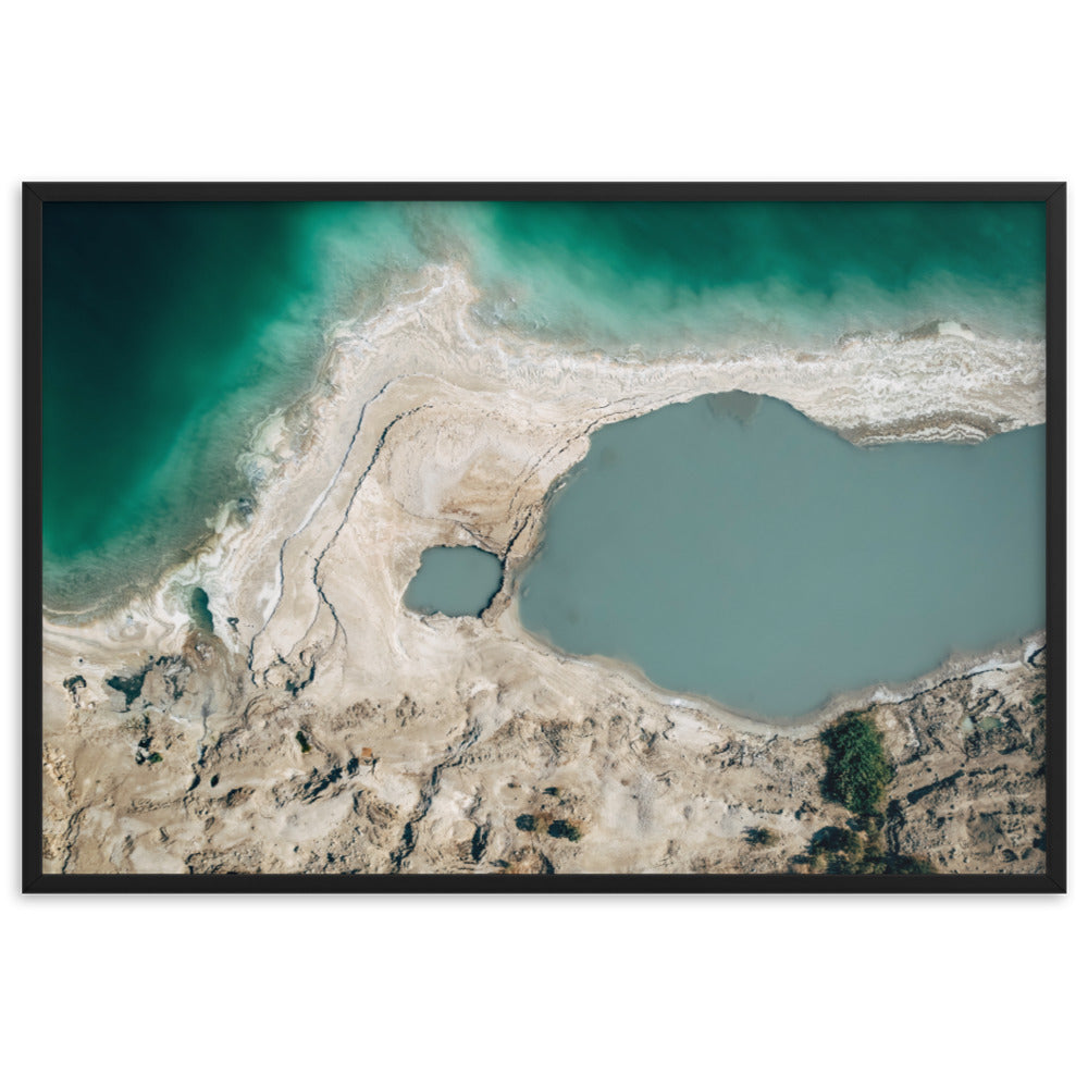 Framed matte paper poster of Dead Sea west bank and sink hall Swallows