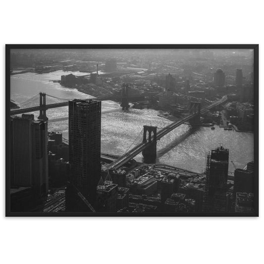 Cross the River Manhattan New York High view Framed matte paper poster