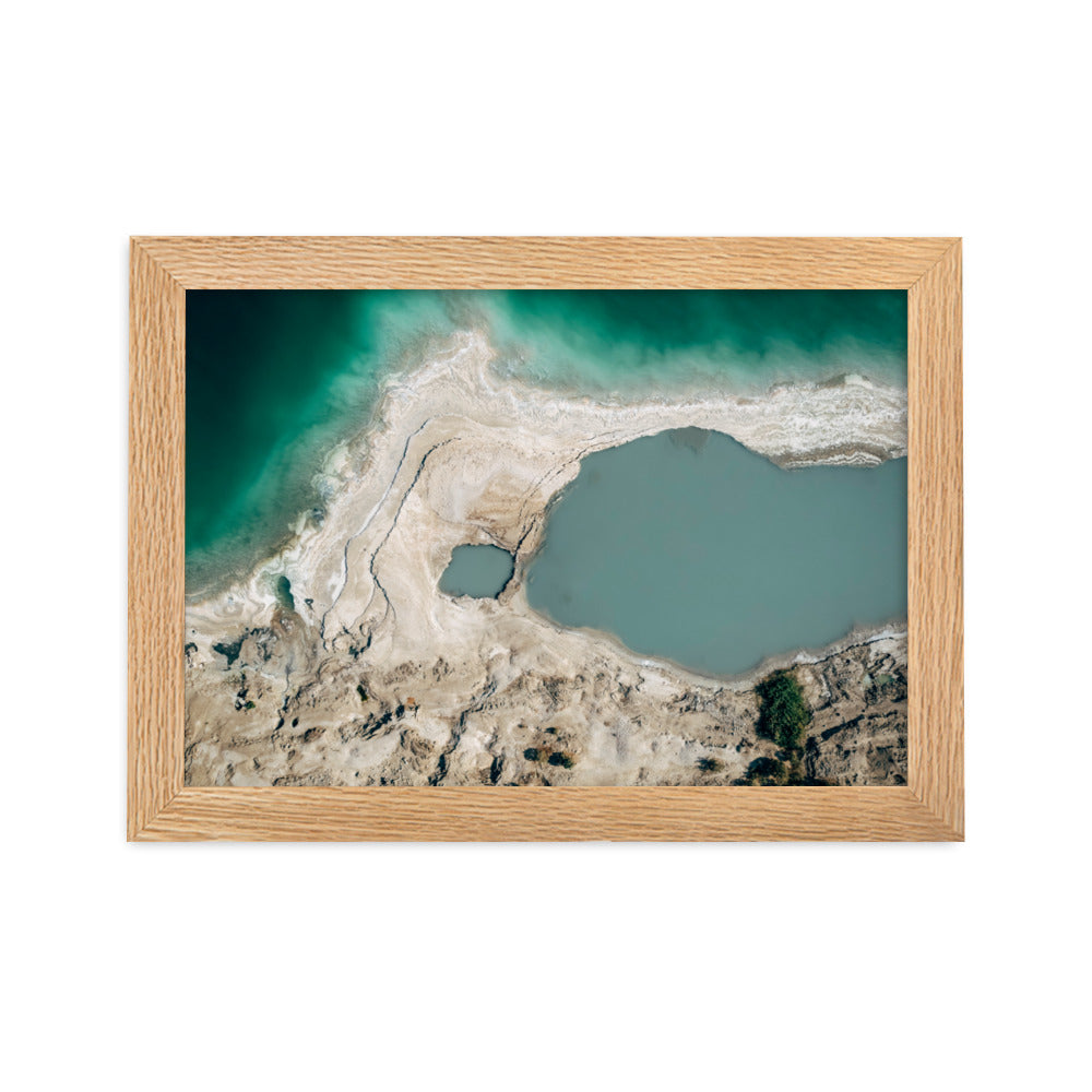 Framed matte paper poster of Dead Sea west bank and sink hall Swallows