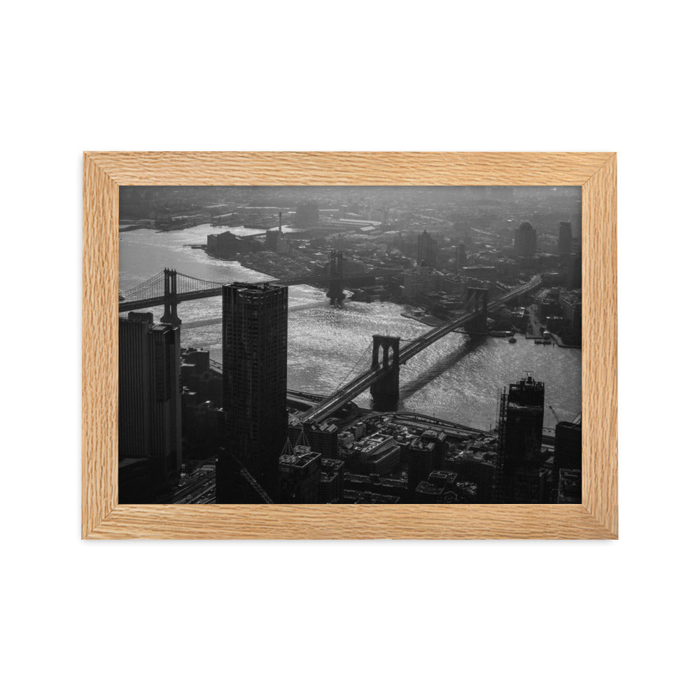 Cross the River Manhattan New York High view Framed matte paper poster