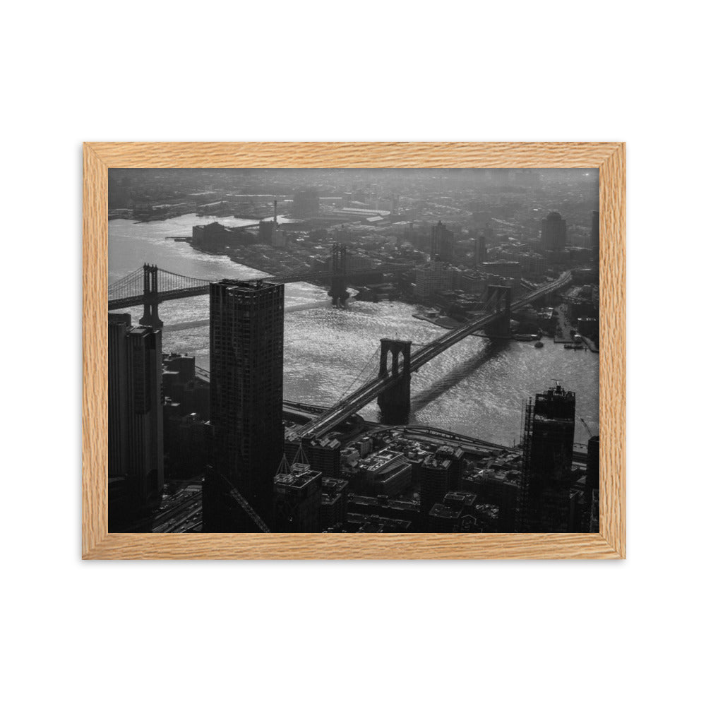 Cross the River Manhattan New York High view Framed matte paper poster