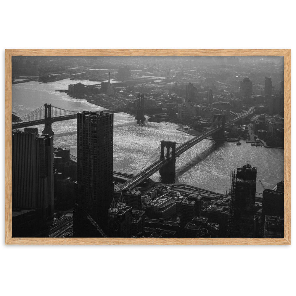 Cross the River Manhattan New York High view Framed matte paper poster