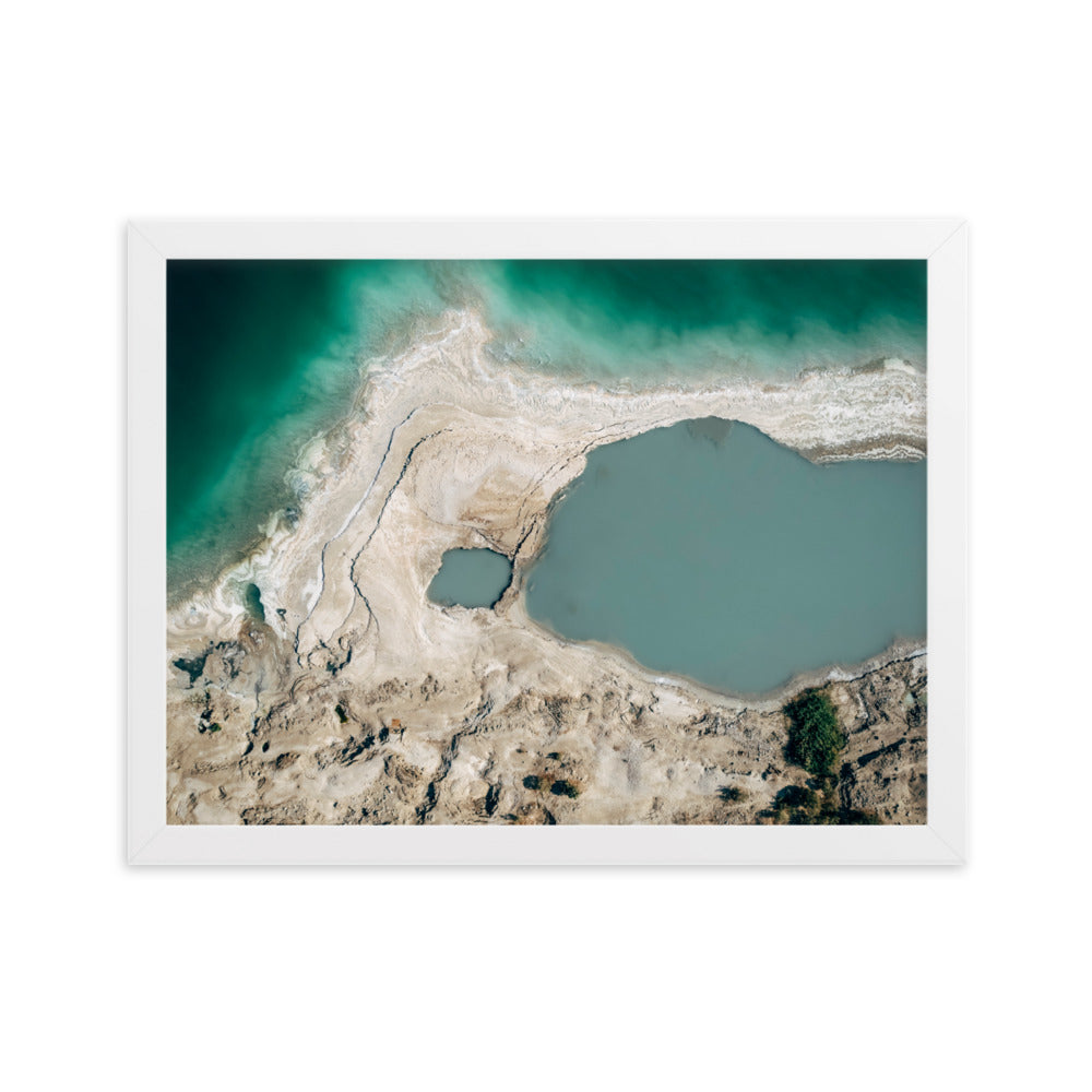 Framed matte paper poster of Dead Sea west bank and sink hall Swallows