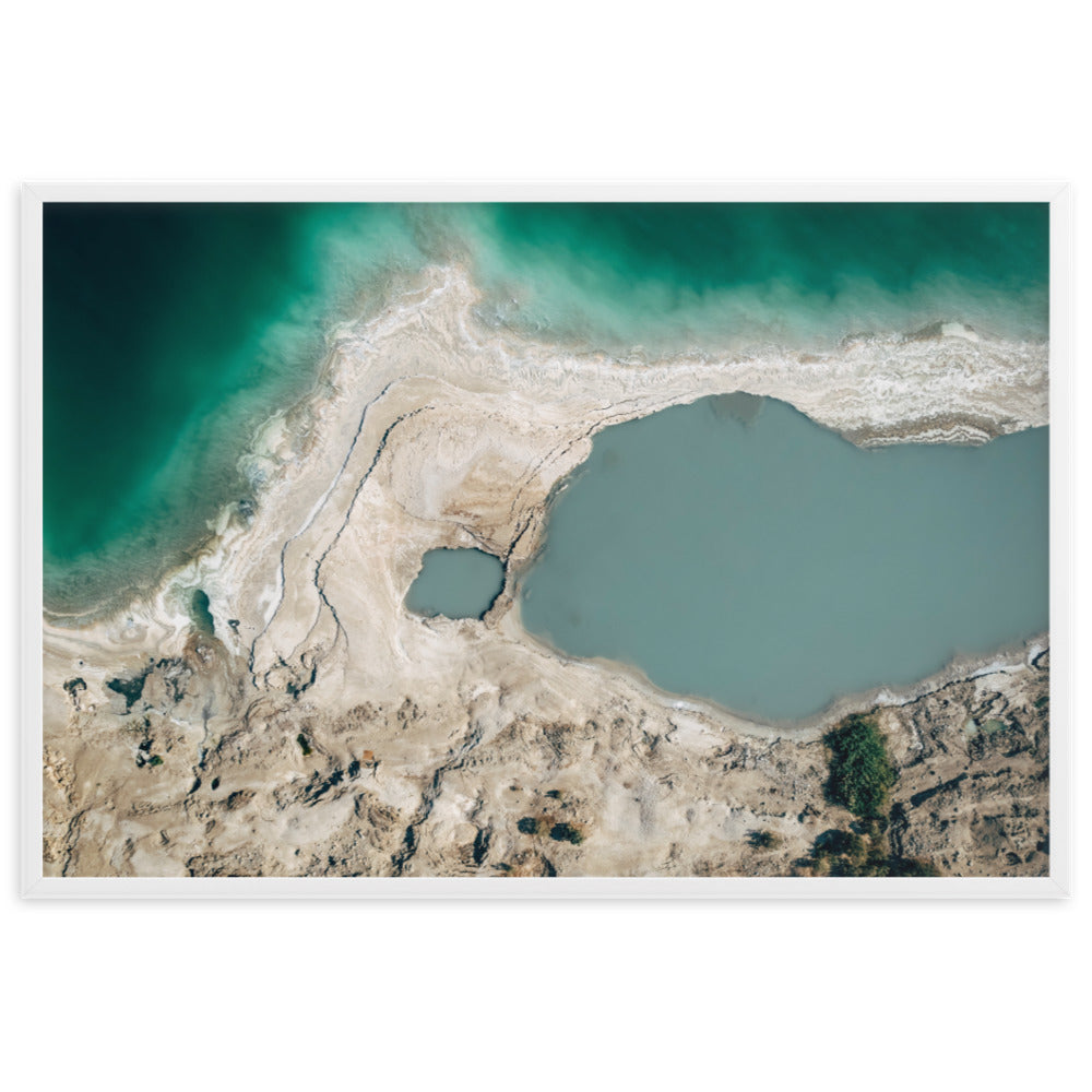 Framed matte paper poster of Dead Sea west bank and sink hall Swallows